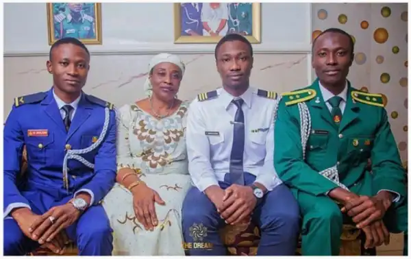 Proud Mum Pictured With Her Three Uniformed Sons